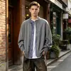 Cárdigan casual de punto con cuello redondo para comercio exterior transfronterizo, temporada de primavera y otoño, chaqueta cárdigan de punto a cuadros de imitación de dos piezas para hombre