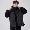 Nueva Chaqueta de Invierno de Dos Piezas Falsas Cosidas para Hombre, Estilo Coreano Marca de Moda Abrigo con Capucha de Plumón de Pato Blanco, Top de Plumón Cálido