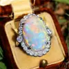 Joias da Moda Europeia e Americana Novo desejo Amazon AliExpress ebay Popular Anel Oval de Opala com Strass Diamante