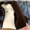 Ropa Exterior de Lana a Cuadros para Niños con Forro de Felpa y Engrosada Otoño e Invierno 2025 Nuevo Estilo Tops de Lana para Niños Pequeños y Medianos y Bebés Niñas