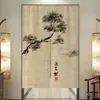 Cortina de Puerta Retro China Estilo Zen Tela Cortina Parasol Dormitorio Sala de Té Cortina de Tela Divisoria Estilo Antiguo Baño Cortina Media