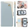 Adecuado para Funda de Teléfono Móvil Iphone18Duo, Funda de Cuero para Mujer Apple 17Pro, 15 con Correa con Patrón de Lichi, Tapa Flip, Funda Protectora