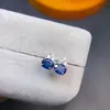 Pendientes de zafiro natural enviados, buen color plata S925 Seiko incrustación piedra principal tamaño 4*5mm