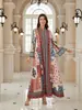 Vestido Bx16 Elegante e Moderno Estilo Robe com Decote V e Mangas Longas, Estampa Estilo Étnico, Mais Vendido no Comércio Exterior
