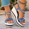 Sandalias de cuña transfronterizas de comercio exterior 2026 Nuevo modelo de verano Venta directa de fábrica Sandalias de moda versátiles y cómodas para mujer Uso en exteriores