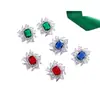 Transmisión en Vivo 2025 de Nueva Flor de Hielo Radiante Simulada de Forma Geométrica Corte de Joyas de Piedras Preciosas de Colores de Lujo Ligero Europeo y Americano
