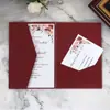 Tarjeta de felicitación plegable navideña hermosa invitación de compromiso invitación de boda hueca láser tarjeta con etiqueta de papel kraft y cordel