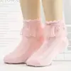 Meias de Tela de Algodão Respirável com Renda e Babado Princesa Infantil Curta no Tornozelo Branca Rosa Amarela para Bebês Meninas Crianças Pequenas