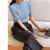Cárdigan Elegante de Alta Calidad Superfino Merino 100 para Mujer 2024 Otoño Nuevo Color Sólido Stretch Manga Media Camisa Base