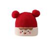 Gorro navideño para bebé, gorro con protección para los oídos, gorro de lana para otoño e invierno, bonito gorro de bebé a juego, gorro rojo de punto para Año Nuevo.