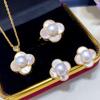 Otoño Más Vendido Nuevo Conjunto de Perlas de Agua Dulce Colgante Anillo de Moda Pendientes Colgante Joyería de Perlas Conjunto de Tres Piezas