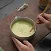 Juego de Matcha Pintado a Mano de Hermano Horno Juego de Cuatro Piezas de Tazón de Té de Cerámica con Batidor de Matcha y Herramienta para Té Dividida