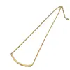 Cadena de Clavícula de Lujo Vintage Cepillada con Junta de Bambú Completamente Diamantada de Retención de Color Fuerte Chapada en Oro de 24 Quilates Mismo Estilo que la Tienda de Oro
