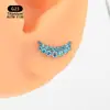 Brincos em Liga de Titânio F136 Formato de Coroa Azuis e Brancos com Zircônia Studs para Lábio com Rosca Interna Studs para Língua Joias para Piercing Brincos