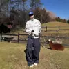 Moletom Cardigan Esportivo Retro Americano com Estampa de Letras Gola Alta Masculino Tendência Canalha Bonito Versátil Jaqueta com Zíper Três Listras