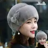 Elegantes sombreros de otoño e invierno para mujer para madres, mujeres de mediana edad y mayores, sombreros de abuela de piel sintética de visón, cálidos y modernos gorros para señoras mayores