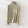 Nueva colección de otoño e invierno: Top de capa base de punto de doble cara de forro polar, Meiya, mezcla de acetato y lana para mujer, corte ajustado, con cuello de volantes