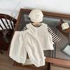 Ropa de bebé estilo extranjero chaleco chaleco conjunto de tres piezas primavera y otoño bebé varón manga larga playera básica a rayas para traje