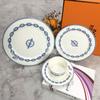Pratos de Jantar Ocidentais Novos Estilo Europeu, Pratos de Sobremesa e Bife, Conjunto de Xícara e Pires para Café, Pratos de Jantar Estilo Chinês de Luxo Leve, Pratos para Mesa, Caixa de Presente