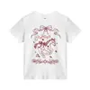 Camiseta Feminina Branca Gola Redonda Manga Curta 100% Algodão Estilo Novo Verão Estampa de Desenho Animado Americano Pônei Top Casual