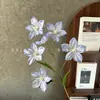 Flores artificiais de clematis com 6 cabeças para decoração de casamento, adereços para fotografia ao ar livre, arranjos florais de arco e flores decorativas
