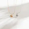Collar de Acero de Titanio con Circonita de Estrella de Ocho Puntas Mini de Lujo Ligero Europeo y Americano para Mujer, Exquisito y Versátil, Cadena de Clavícula de Moda