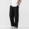 Pantalones de Lino Pantalones de Hombre Delgados Estilo Chino Sueltos de Pierna Recta Pantalones Casuales Deportivos de Verano de Algodón y Lino para Hombre