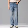 Ropa de Hombre Shanggu Verano Fresco Seda de Hielo Lyocell Hombres de Negocios Rectos Casuales Pantalones de Mezclilla Lavado Vintage
