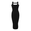 Vestido de Punto Ajustado Elástico Cuadrado para Mujer, Sexy, Estilo Pura Pasión, Muestra la Figura, con Espalda Descubierta, Falda de Tirantes para Cadera para Mujer