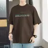 Camiseta Blanca de Algodón Puro Pesado 260g para Hombre de Manga Corta Marca de Moda Americana Camiseta Estampada de Algodón de Media Manga Cuello Redondo Camiseta Base