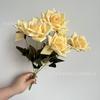 Nuevo ramo de flores artificiales rosa de 7 cabezas rosa de 7 cabezas salón de bodas ramo suave rosa flores de comercio exterior