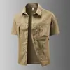 Camisa de Manga Corta Transfronteriza Nueva para Hombre 2026, Ropa Casual de Verano para Hombre, Alta Elasticidad, Cómoda, Talla Grande, Camisa de Trabajo de Color Sólido