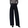 2025 Jeans Primavera Color Original de Vaca Sin Decolorar Diseño de Doble Dobladillo Piernas Anchas Cómodas Piernas Anchas Aleatorias de Alta Calidad Adelgazantes Pantalones Mopa