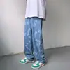 Jeans de Comercio Exterior para Hombre Modernos Ins Sueltos Pierna Ancha Estampados Pantalones Largos Estilo Coreano Moderno Nuevo Estilo Personalidad Casual Jeans para Hombre
