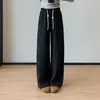 Super modeladores e confortáveis de usar~ Calça casual de corte reto estreito com cordão na cintura elástica e color blocking feminina nova outono inicial 2026 H092213
