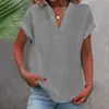 Camisa de Verano para Mujer de Color Sólido con Cuello Alto, Botones y Manga Corta, Estilo Europeo y Americano, 2026