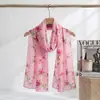 Bufanda Ligera de Seda Georgette 50*160 Nueva Bufanda Larga de Seda Estampada Bufanda de Gasa Protectora del Sol para Exteriores de Verano Bufanda Decorativa