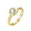 Anillo de dedo cerrado con forma de huevo, sencillo y lujoso, con gemas naturales, chapado en plata S925 y oro de 10 quilates.