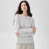 Suéter de cachemira suave y cómodo para mujer, con cuello redondo y bordado a mano, fino y de corte holgado, adelgazante, elegante top de manga larga