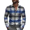 Camisa de Hombre a Cuadros y Rayas Primavera Un Botón Diseño de Solapa 2025 Ligera Corte Holgado Moda