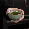 Juego de Té Kung Fu de Cinco Elementos de Cerámica Ge, Taza Individual, Taza de Maestro, Taza Personal Grande de Cerámica para Degustación, Caja de Regalo, Regalo al por Mayor