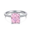 Anillo de plata de ley 925 con diamantes de alto carbono para mujer, anillo de circonita 8A con corte cuadrado de flor de hielo, color tesoro, explosiones en vivo.