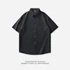 Nueva Moda de Verano para Hombre Ropa Holgada Marca de Moda Estudiante Camiseta de Manga Corta Jacquard Seda de Hielo Top Camisa Lel