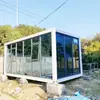 Invernadero contenedor, contenedor de montaje rápido, muro cortina de vidrio personalizado, casa de lámina de color, casa contenedor, casa modular desmontable