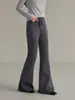 [Estilo Práctico con Forro de Felpa] Pantalones de Imitación de Visón de Terciopelo de Lana Goming Acampanados, Nuevos Pantalones Casuales de Cintura Alta de Invierno N0048D