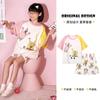 Pijamas de verano para niñas con diseño de oso de fresa y dibujos animados, de algodón puro, de manga corta, para salir a la calle, para niños de talla mediana y grande, para el hogar.