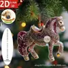 Pendente Decorativo de Árvore de Natal Cavalo Dourado Lindo Galopante Transfronteiriço Acrílico Presente de Feriado Chaveiro de Mochila