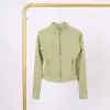 Jaqueta Curta Lulu Df com Gola Alta Estampada e Etiqueta, Em Estoque Envio Direto, Jaqueta Elástica com Zíper Dourado, Roupa para Fitness Yoga