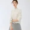 Maciez luxuosa - Suéter de cashmere com gola semi-alta, tricotado com sete agulhas e fio único torcido, para mulheres, suéter de malha de cashmere de cabra, camada base quente