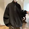 Sudadera con cuello alto tipo gofre y media cremallera para hombre, diseño de nicho de Instagram, cremallera metálica, suéter holgado, chaqueta de otoño